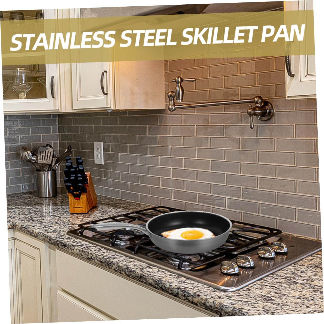 BESPORTBLE Padella in Acciaio Inox 28 CM Manico Ergonomico e Struttura a Nido d'Ape per Uso Quotidiano in Cucina Gas, Elettrica e Induzione