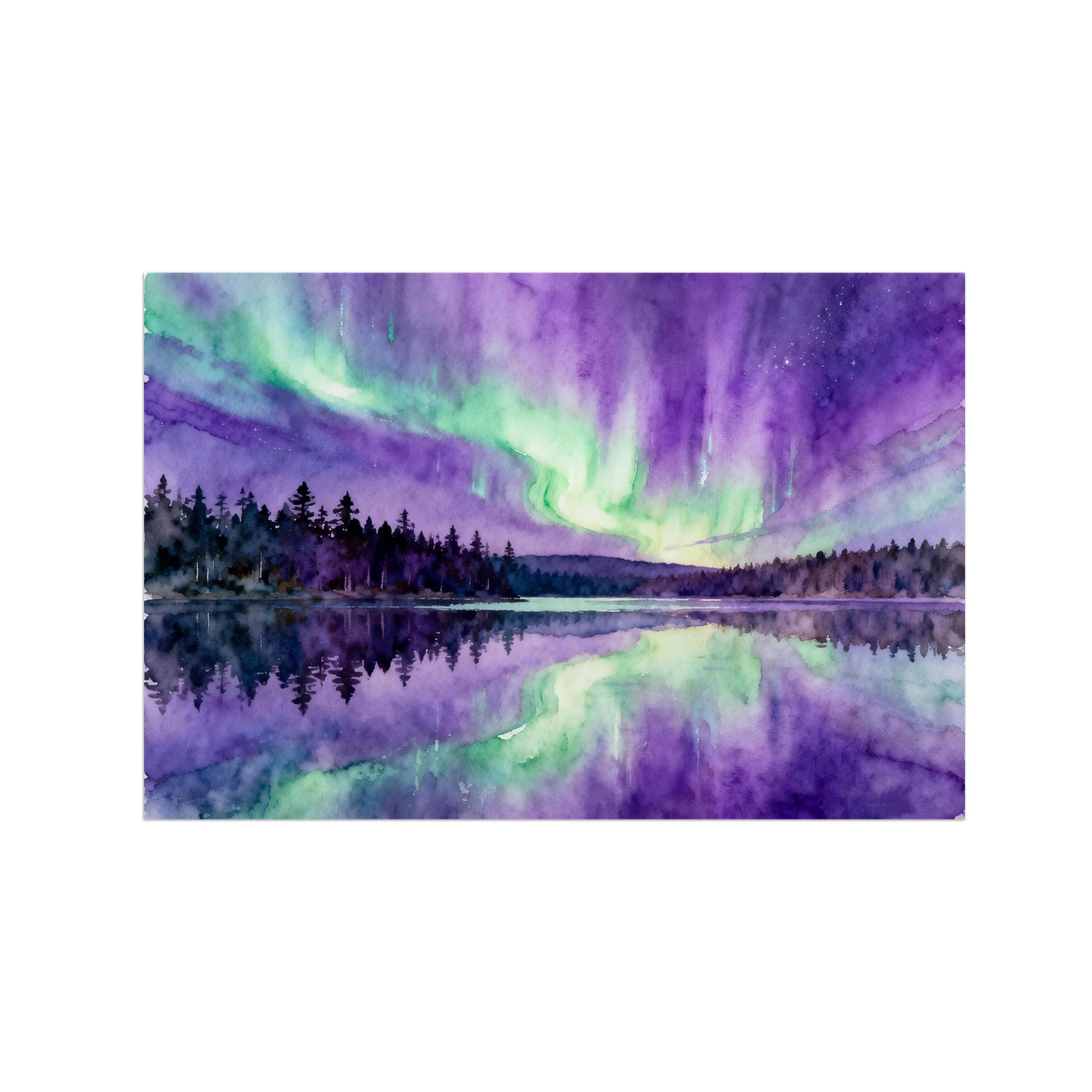 OZPWBVY Northern Lights Lake Landscape Canvas Wall Art Print Painting 70x105cm Unframed