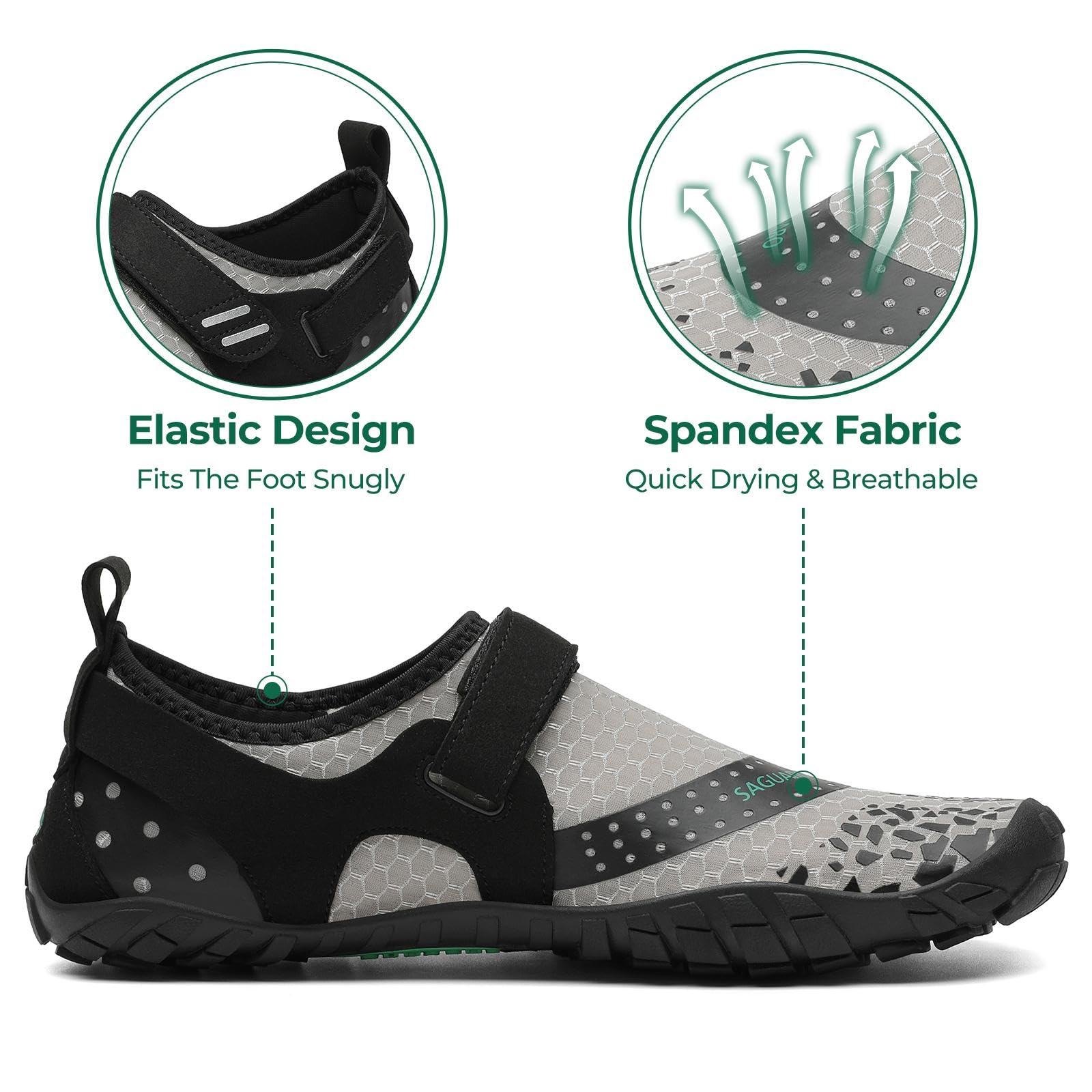 SAGUARO Barefoot Shoes Uomo Donna Scarpe Barefoot - Scarpe Minimaliste Scarpe da Palestra - Traspiranti Scarpe da Scoglio - Punta Larga e Suola a Goccia Zero Nero Fumoso,Gr.35-48 EU