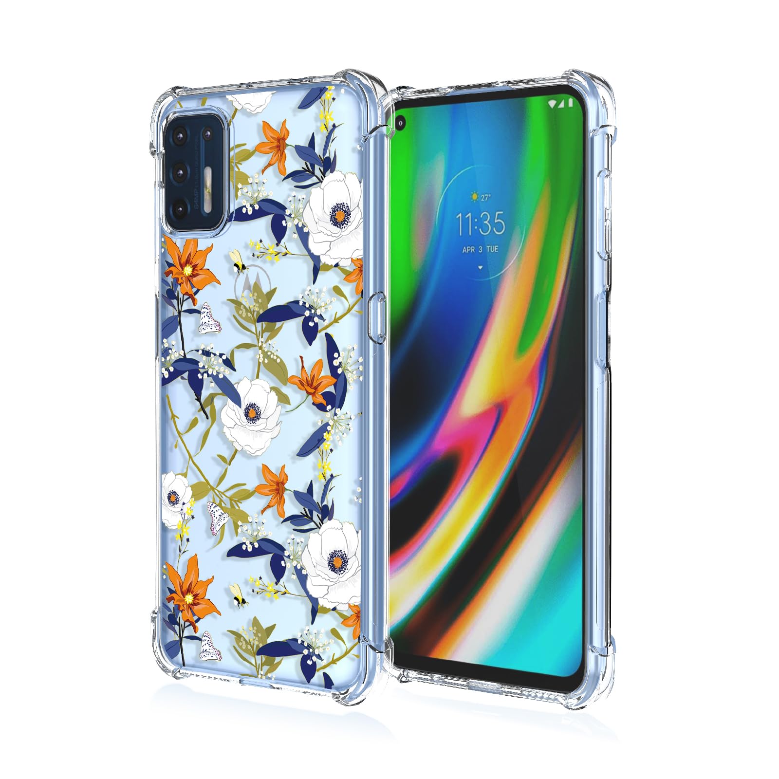 RRXSYXL for Moto G Stylus 2021 Phone Case with Clear Floral Pattern,Shockproof Protection Soft TPU Case for Motorola G Stylus 2021 (Colorful Floral)