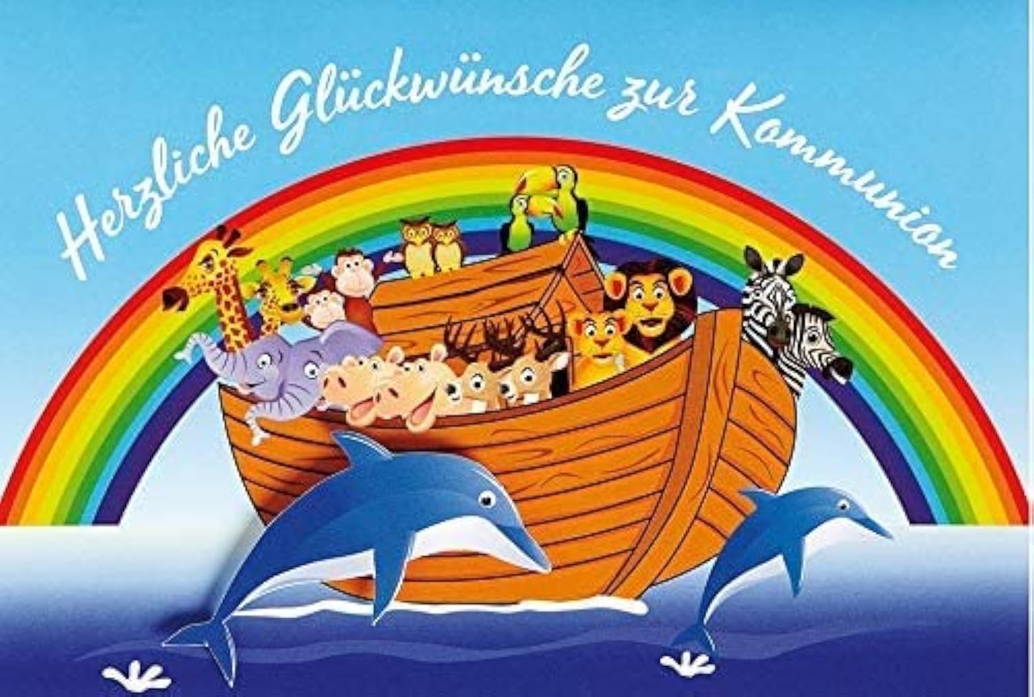 Perleberg Communion Card with Yellow Envelope 11.6 x 16.6 cm - High-Quality Communion Greeting Card - Rainbow Motif - Communion Card for Girls and Boys - Ideal for Money Gifts