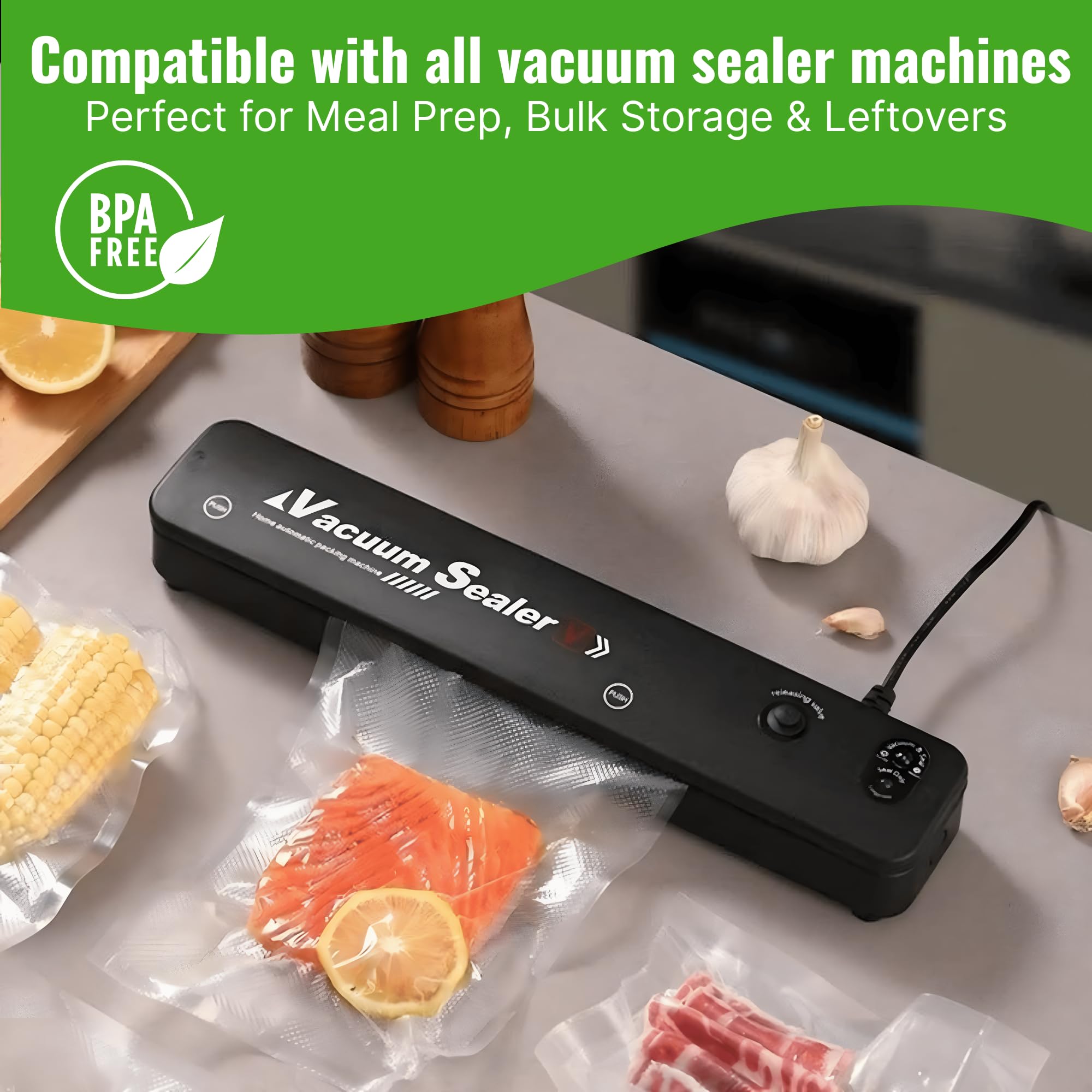 Vacuum sealer rolls 11 x 20 feet and 8 x 20 feet, 6 pack commercial grade food storage bag