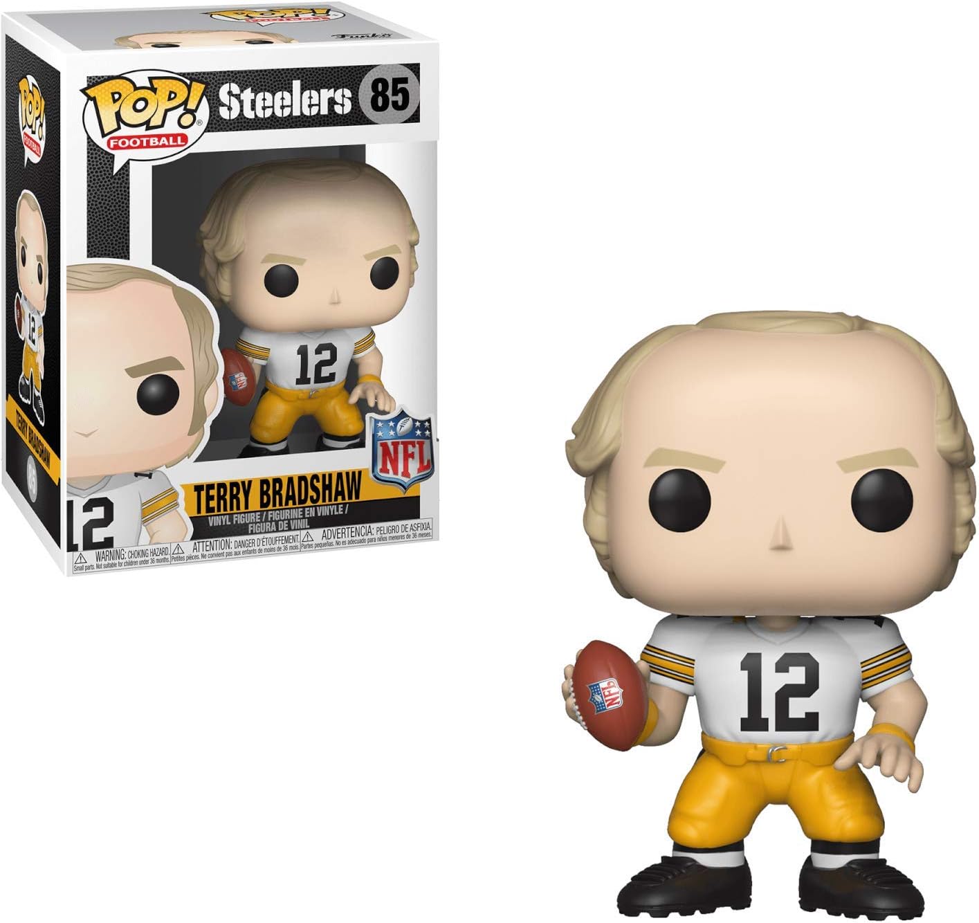 POP Football Legends: Terry Bradshaw (Steelers White Home) Funko Vinyl Figure (Bundled with Compatible Box Protector Case), Multicolor, 3.75 inches