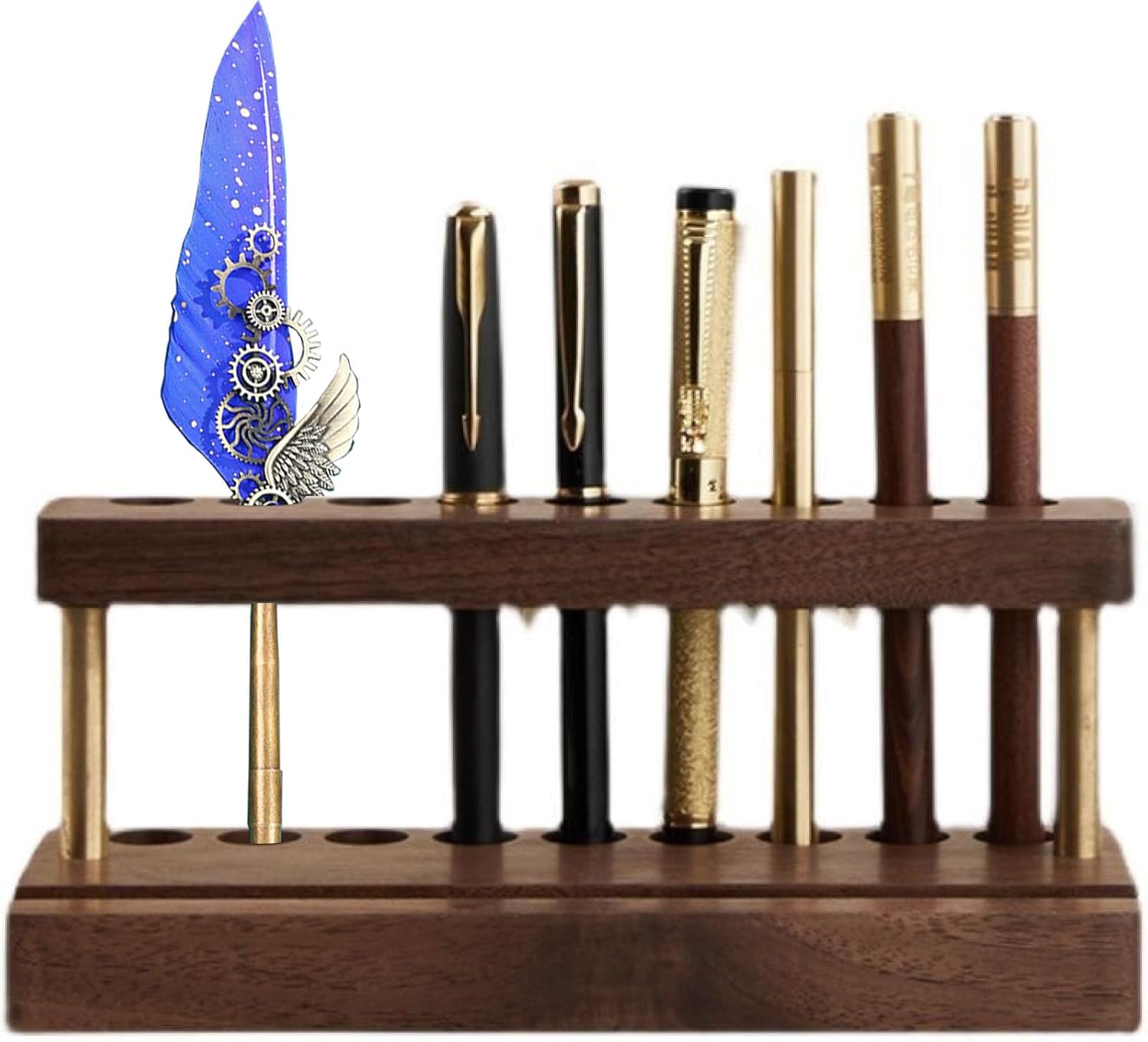 Eco-Friendly Solid Wooden Pen Holder, Stylish Desk Organizer with Phone Stand, Fountain Pen and Stationery Storage – Modern Office and Art Supplies Organizer