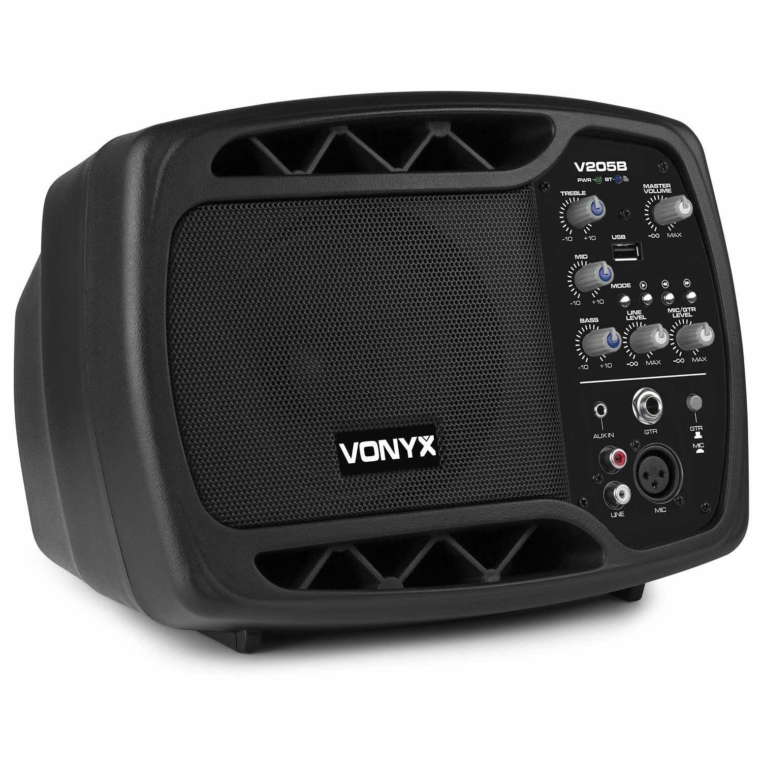 Vonyx V205B Monitorlautsprecher, aktiver Personal Monitor mit Bluetooth, USB, 80 Watt, Kleiner Abhörmonitor, Gitarrenverstärker, mini Monitor, Bühnenmonitor, für Gesang und Musik