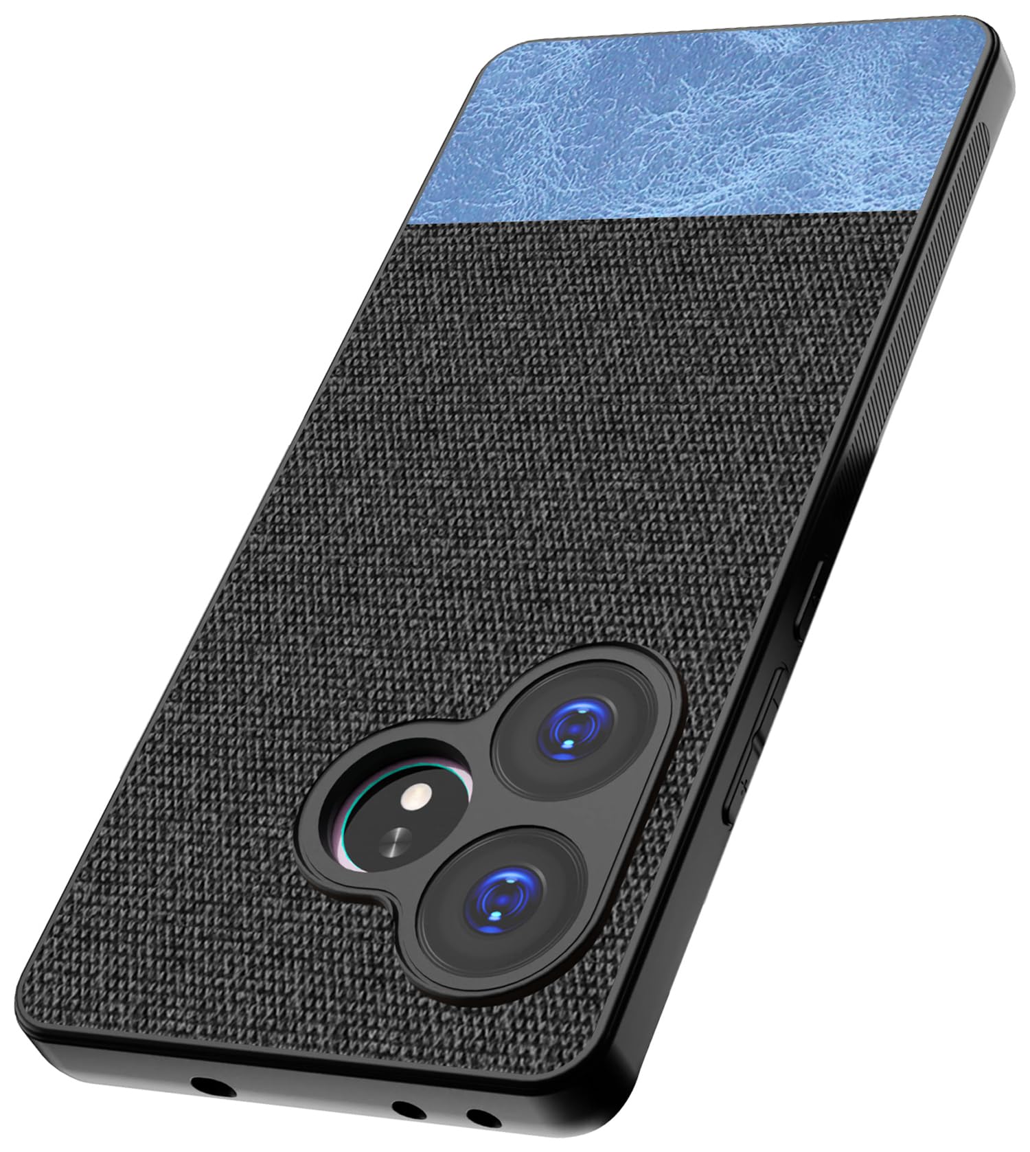 Kapa Soft Fabric & Leather Hybrid Protective Back Cover for Realme GT 6 / GT 6T | Shockproof Slim Hard Anti Slip Back Case (Black,Blue) (B0DFPHWYXK) Amazon Price History, Amazon Price Tracker