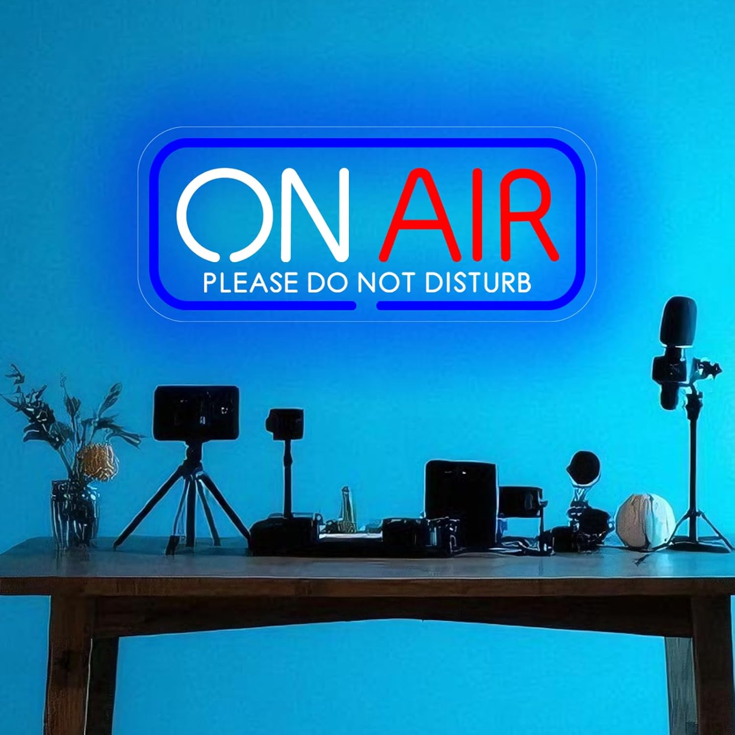 ON AIR Neon Sign - Bright LED Studio Light for Streaming Room, Podcast Decor, USB Powered, Dimmable Recording Light, Wall Mount & Desk Stand(16x7 Inch) - Image 6