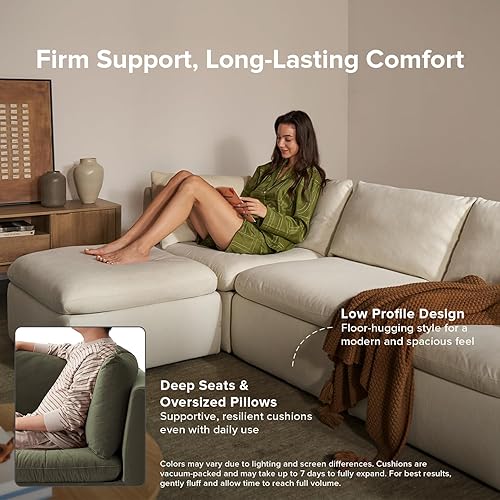 Miniatura 3 de mopio Sofá modular de gran tamaño con fundas y almacenamiento totalmente extraíbles, convertible en forma de U, en forma de L y seccional para