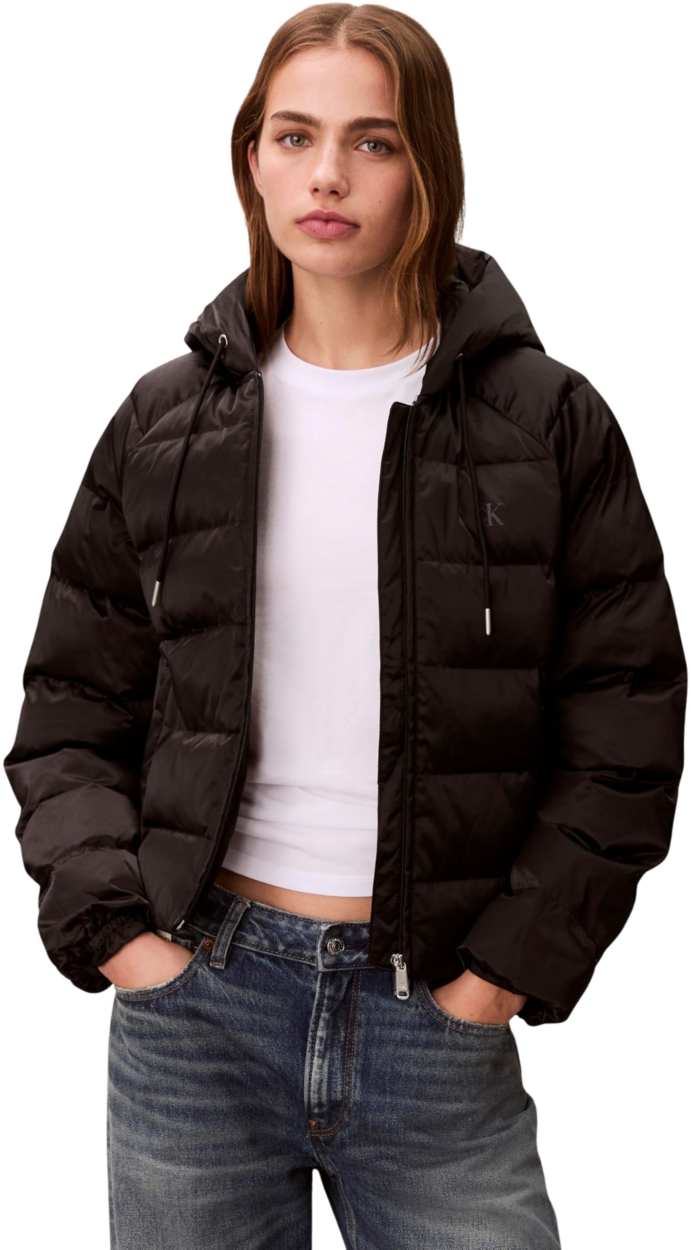 Calvin Klein Satin Lightweight Short Logo Puf Lv047e509g Chaquetas Mujer