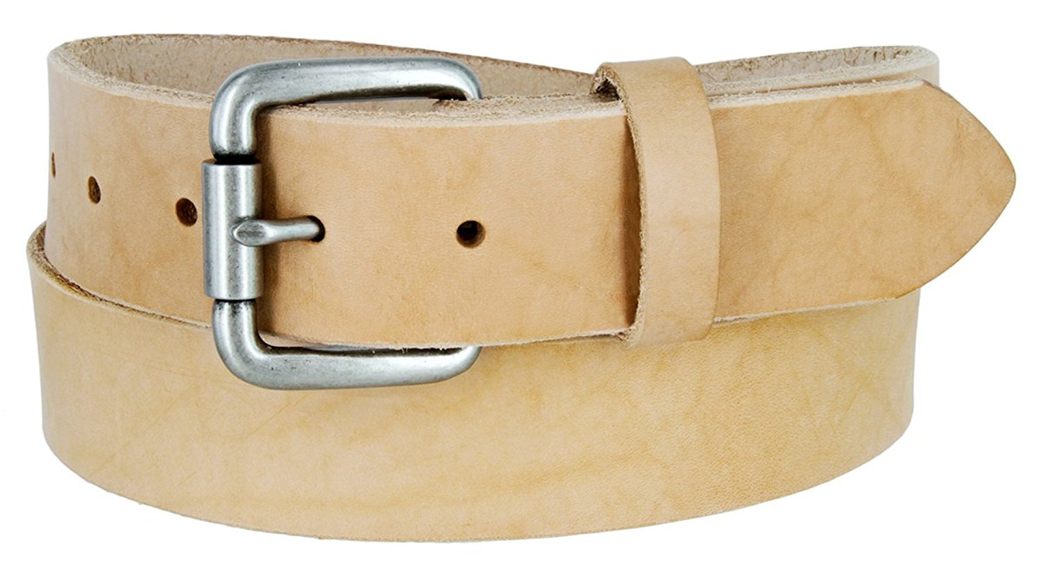Belts.comMade in U.S.A Belt Natural Finish Full Grain Leather Belt with Roller Buckle 1-1/2"(38mm) Wide