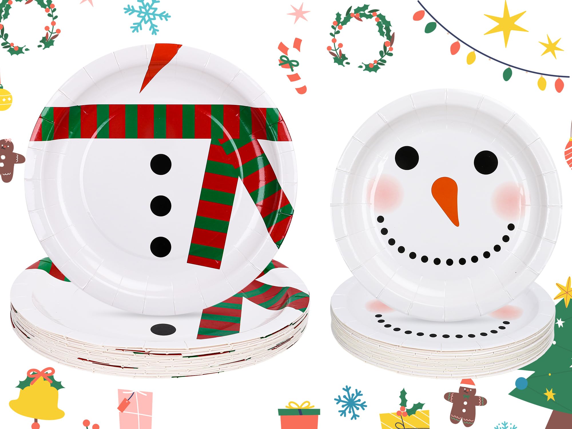 Assiettes jetables Noël de 22,9 cm et 17,8 cm pour vaisselle de table