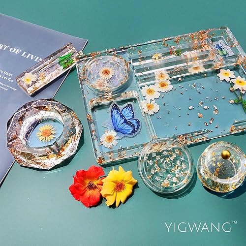 Miniatura 6 de 6 moldes de silicona para resina, moldes de resina grandes con molde de bandeja rodante y molde de molinillo de resina para moler y almacenamiento,