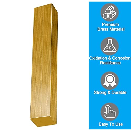 Miniatura 4 de Barra cuadrada de latón C360, 0.512 in de grosor x 0.512 in de ancho x 7.992 in de largo, barra cuadrada de latón de 12 "x 12" x 8"