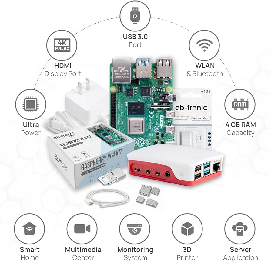 Raspberry Pi 4 B 4GB MicroSD 64GB付き Amazon.com: Raspberry Pi 4 4GB Starter Kit | 64GB Edition