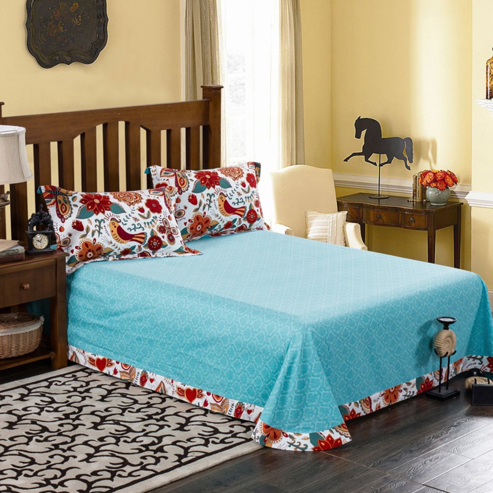 Drap en pur coton chaud pour lit 2 places, linge de lit rembourré automne hiver 245x270