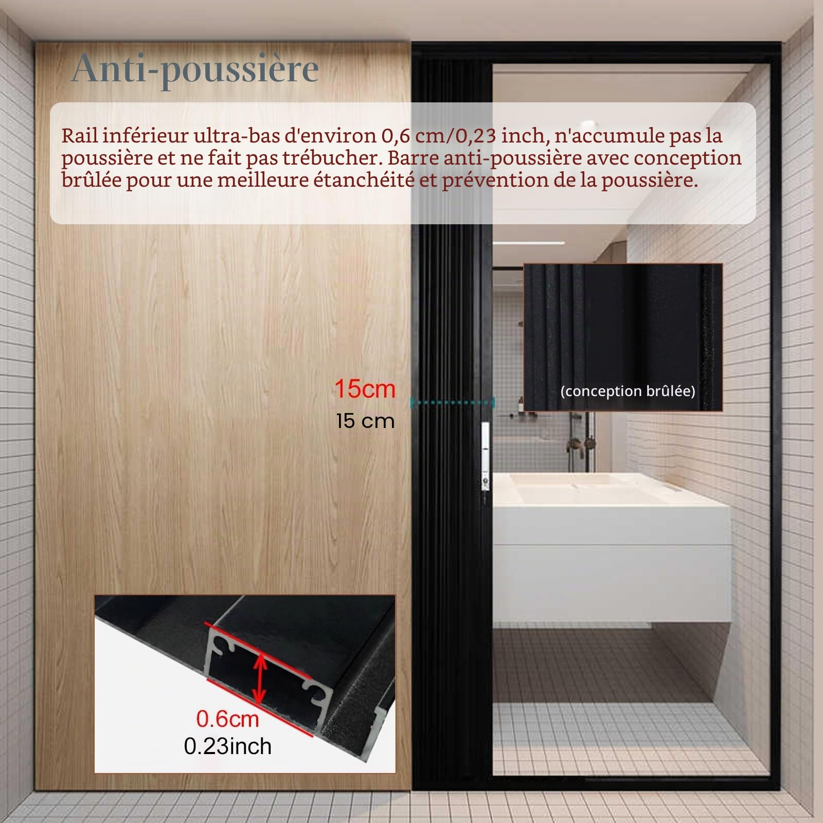 Portes pliantes télescopiques Porte pliante avec poignées et vitre, Porte Accordéon intérieure personnalisable pour cuisine/ salle de bain/ chambre à coucher avec serrure, Kit de porte de séparation d
