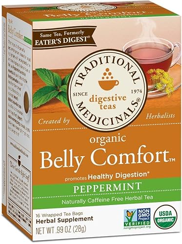 Traditional Medicinals Organic Belly Comfort - Té digestivo de menta, 16 bolsas de té (paquete de 1)