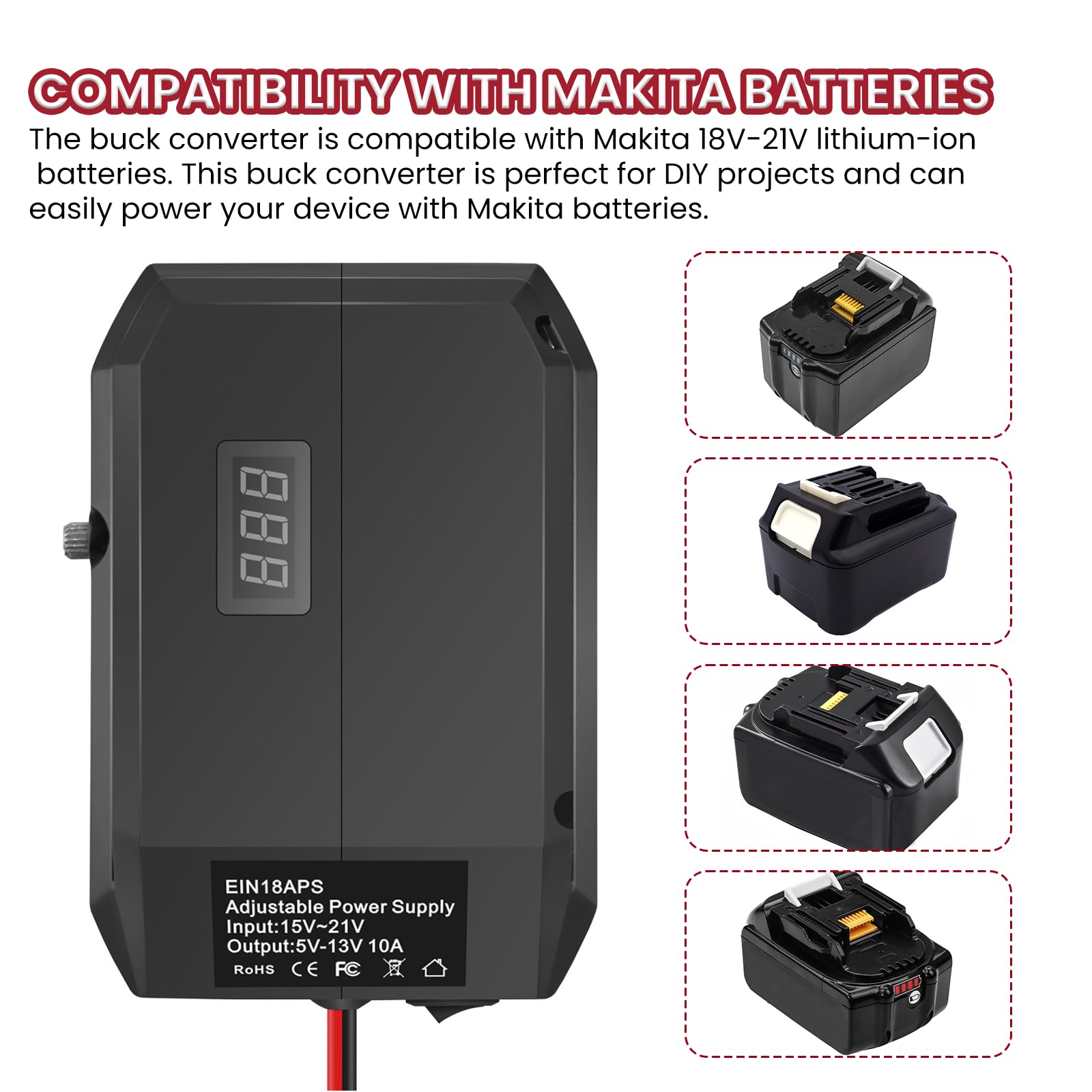 18V Naar 12V Step Down Converter Makita - Batterij Adapter Met Sigarettenaansteker Voor Auto Apparaten