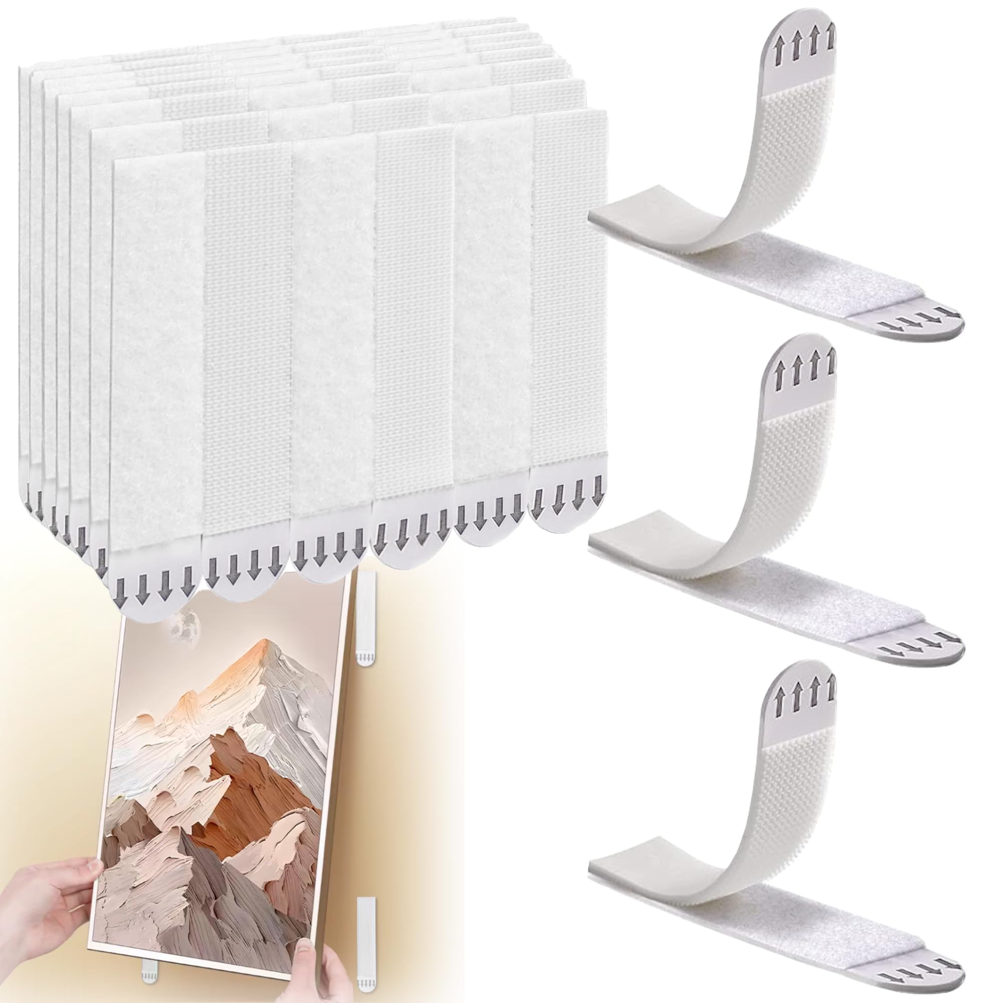 Oruiiju Large Picture Hanging Strips Heavy Duty,24-Pairs(48 Strips),Damage-Free Wall Hangers for Frames, Art, Photos & Home Decor– Works on Painted Walls, Tile, Glass & More