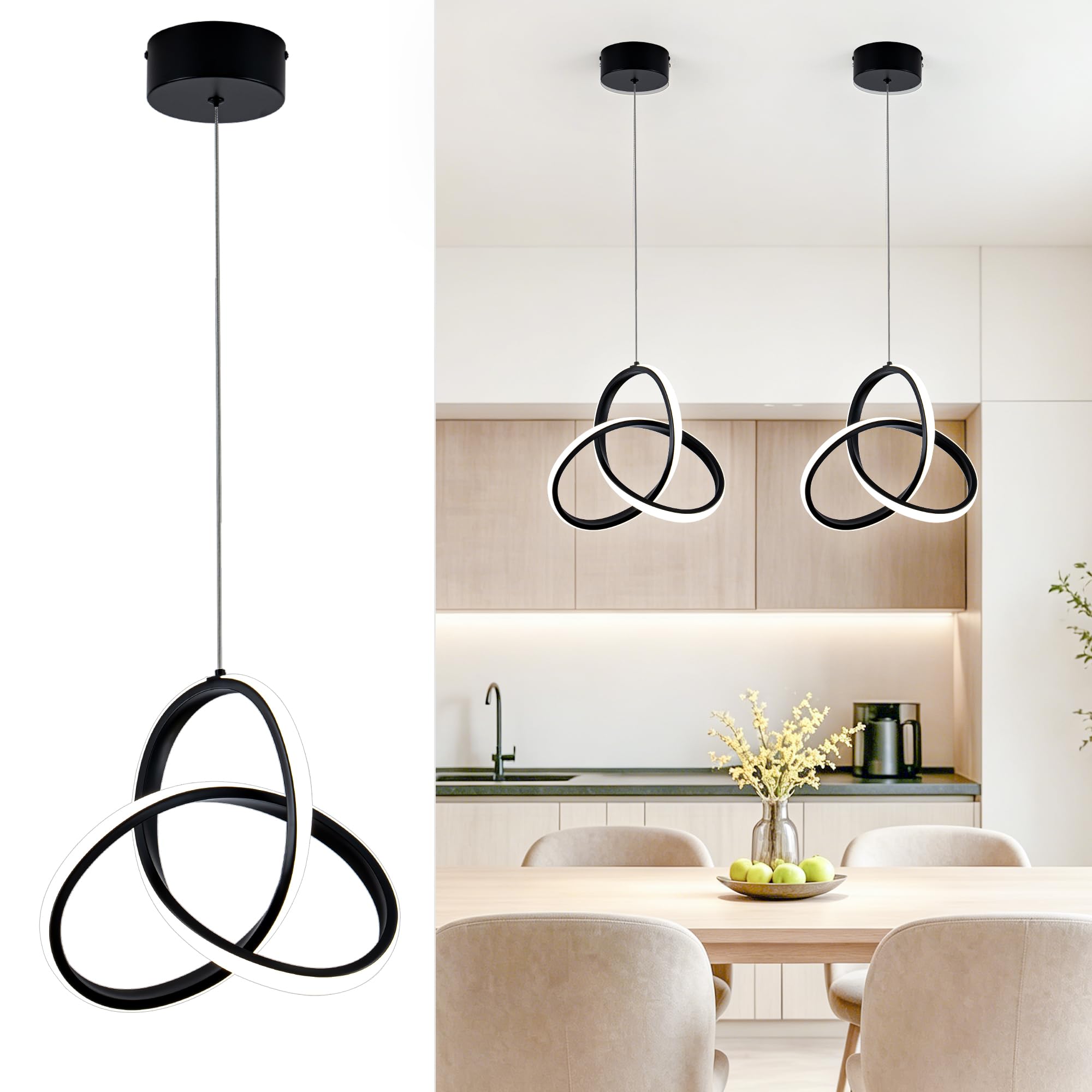Photo 1 of Adebime Modern 3-Ring LED Pendant Light