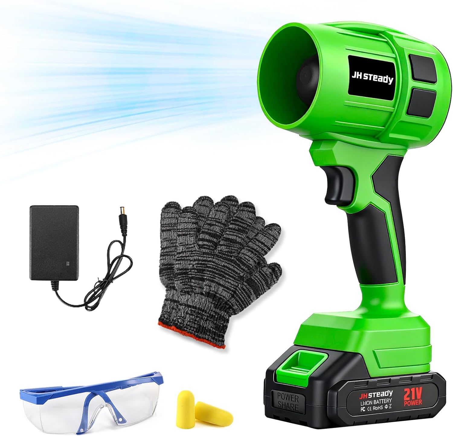 21V Cordless Leaf Blower, 30000RPM High-Speed Mini Handheld Blower with Battery & Charger, Stepless Variable Speed, Lightweight Yard Blower for Lawn, Patio, Driveway, Garage & Light Snow