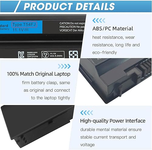 Miniatura 6 de Reemplazo de batería de 60 Wh T54FJ 8858X N3X1D para Dell Latitude E6430 E6540 E6530 E6520 E6420 E5430 E5420 E5530 E6440 E5520 Inspiron 14R 5420 38R