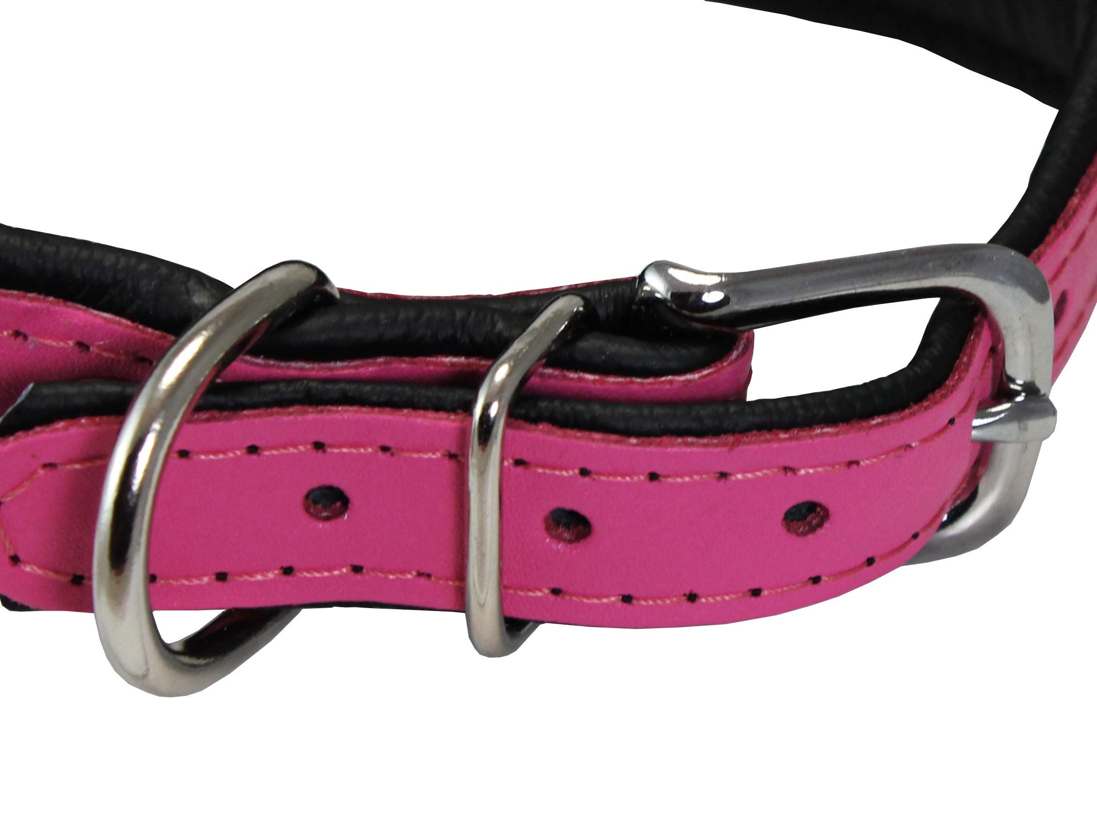 Dogs My Love Hundehalsband, Echtleder, extra breit, gepolstert, konisch, 41,3 - 47,6 cm Halsumfang, 7,6 cm breit, Rosa