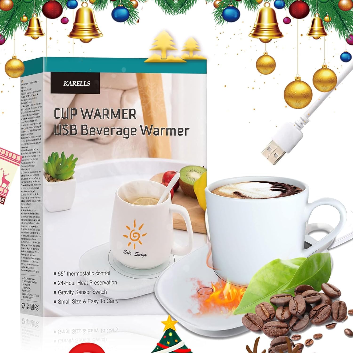 Scaldatazze,Scalda Bevande,Scalda Tazza,Scalda Tazza USB,Scaldatazze Caffè,per Caffè,Latte,Tè, Acqua,Regalo di Natale,Ldeale per la Stagione Invernale