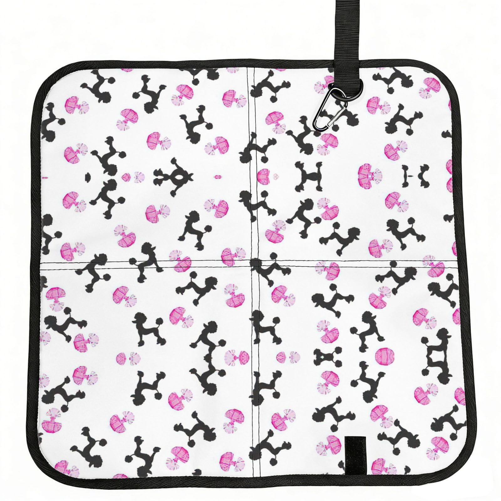 SDEGTHO girly pink perfume bottle and poodle Printed Foldable Seat Pad with Closure, Lightweight Cushion for Airplane Travel Camping