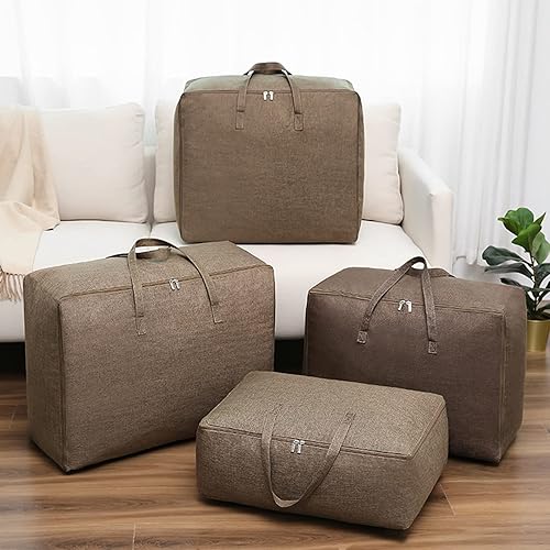 Miniatura 7 de Bolsa de almacenamiento de ropa con cremallera resistente, caja organizadora de armario, mango reforzado, plegable, gran capacidad, para edredones,