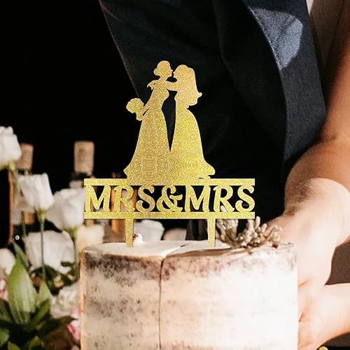 Miniatura 2 de Bride And Bride Silhouette Wedding Cake Topper Mrs And Mrs Lesbians Cake Topper Bride & Bride Rustic Cake Topper Hers And Hers Engagement Cake