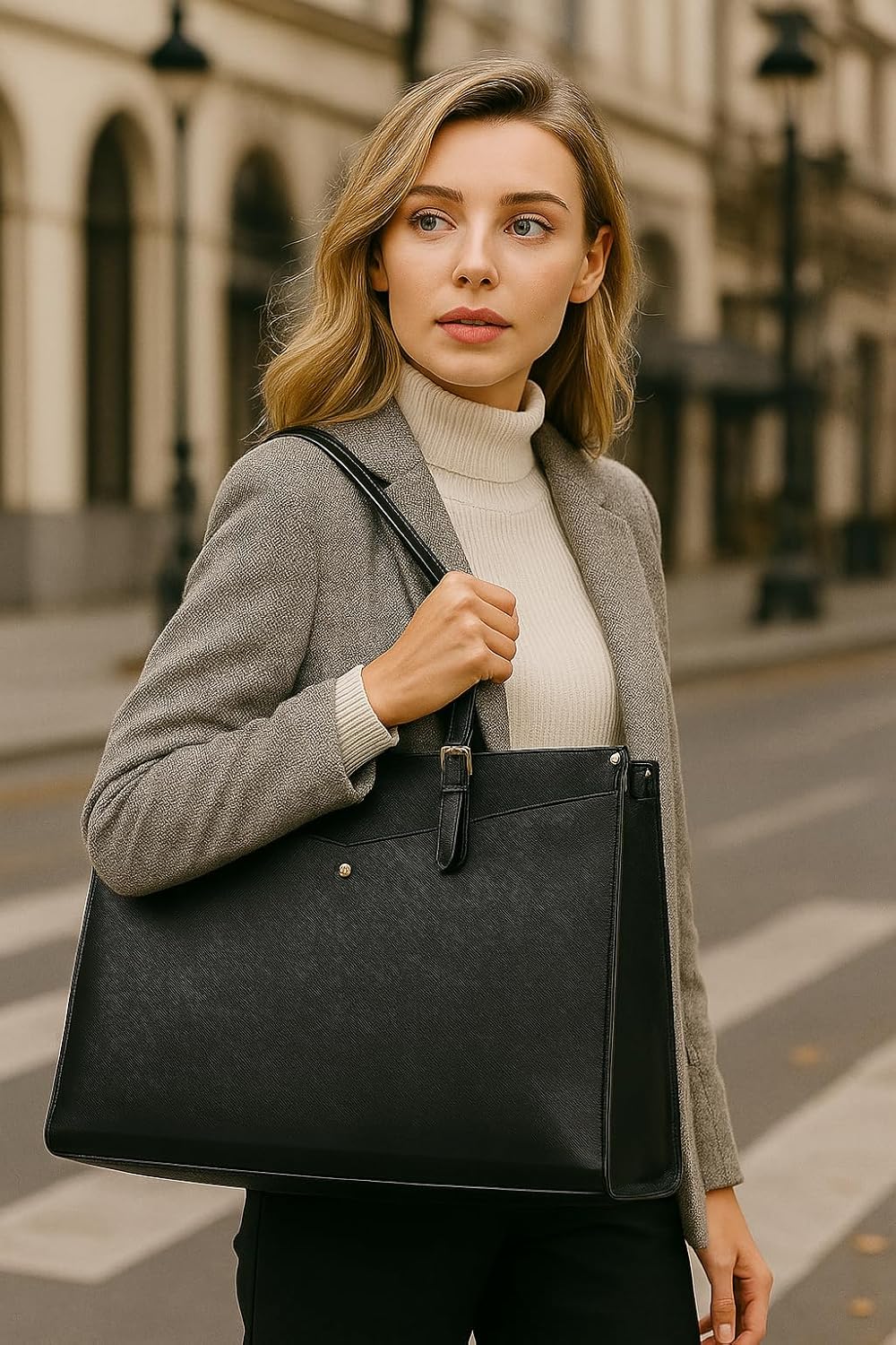 BAGOK Laptop Tote Bag Women, Work Tote with Multi Pockets, Nurse Bag with Large Cup Holder, For Work, Travel, Daily Use