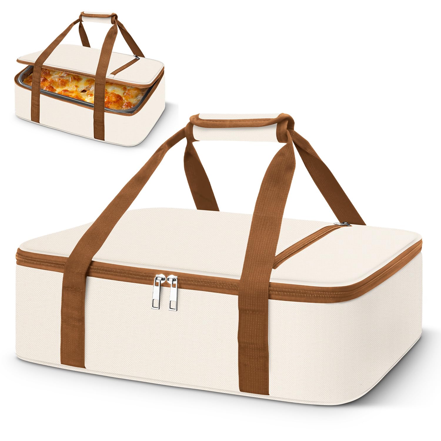 Coobiiya Insulated Casserole Carrier,Lasagna Lugger Tote Keeps Food Hot or Cold,Thermal Lunch Bag Warmer & Cooler Carrier Bag,Portable Tote Bag Fits 9