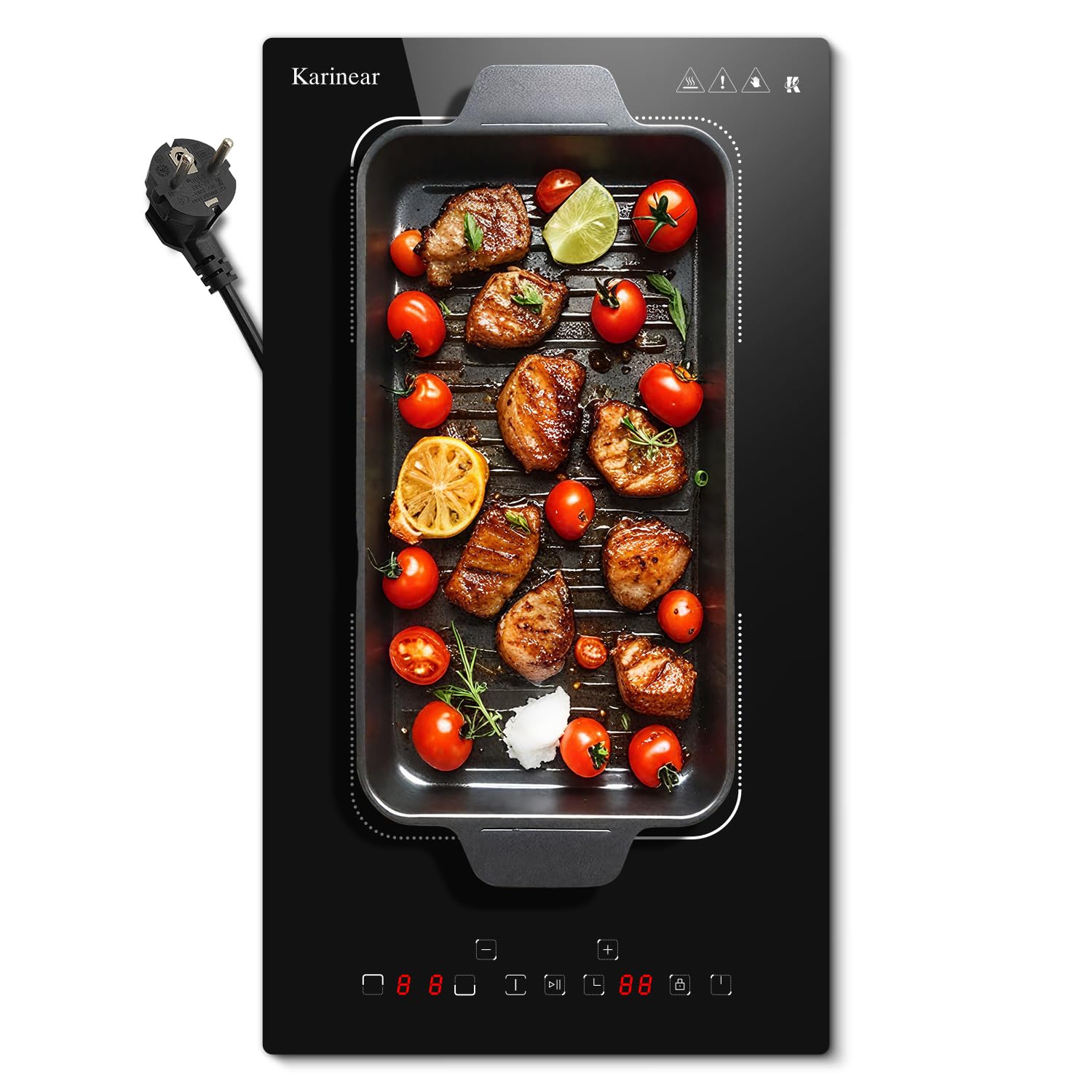 Karinear Induktionskochfeld 2 Platten 30CM Einbau Touch-Steuerung 240V mit Stecker
