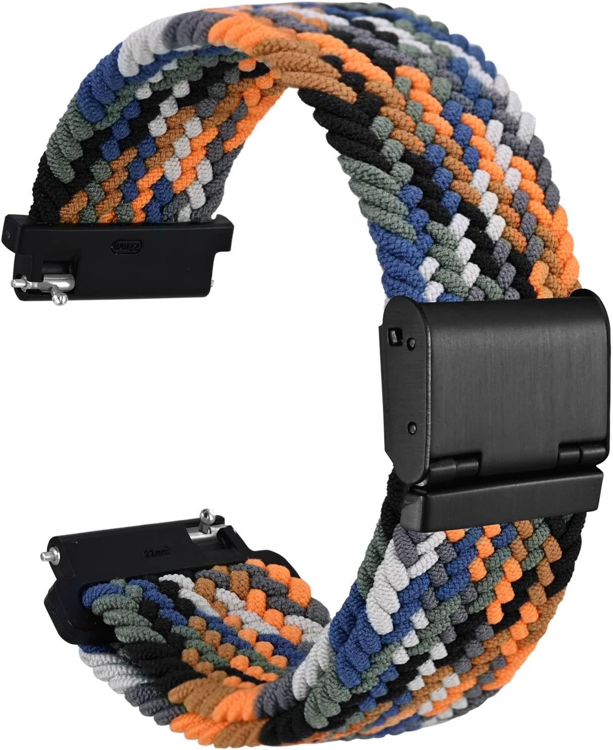 WOCCI 18mm Braided Nylon Watch Band for Men and Women, Quick Release, Black Stainless Steel Buckle (Camo)