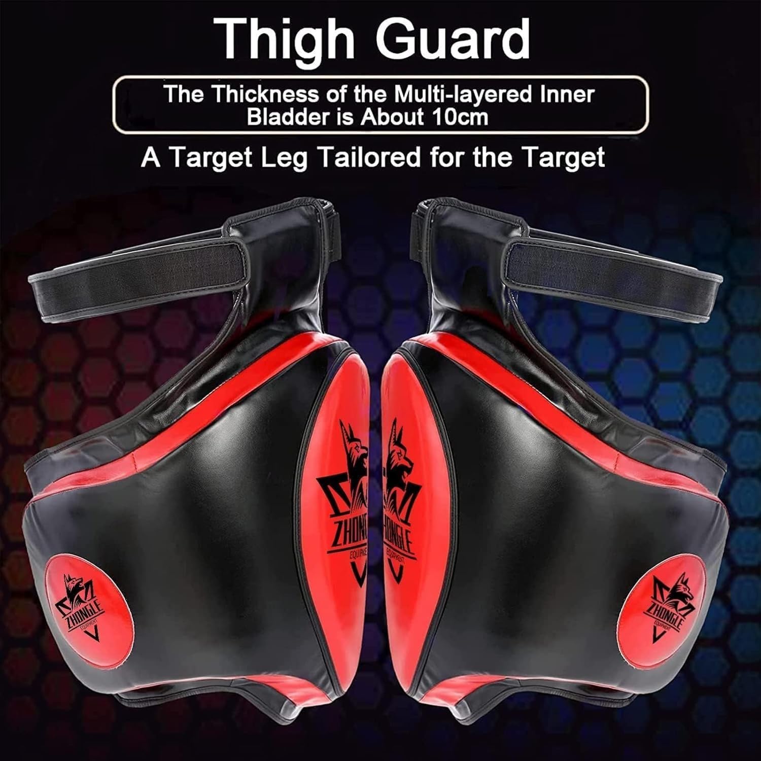Generic Zestaw ochraniaczy pachwiny i ud do Muay Thai/MMA – podkładki amortyzujące 10 cm, regulowane paski i wielowarstwowa ochrona (60,9 cm)