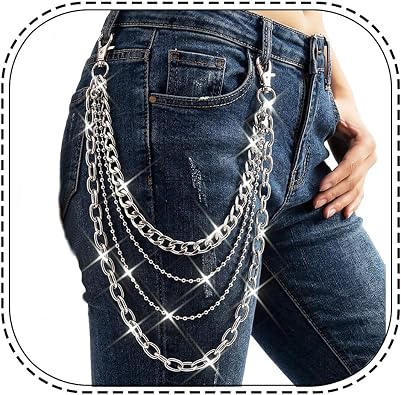Punk Pants Chain Belt Silver Pocket Jeans Chains for Women
