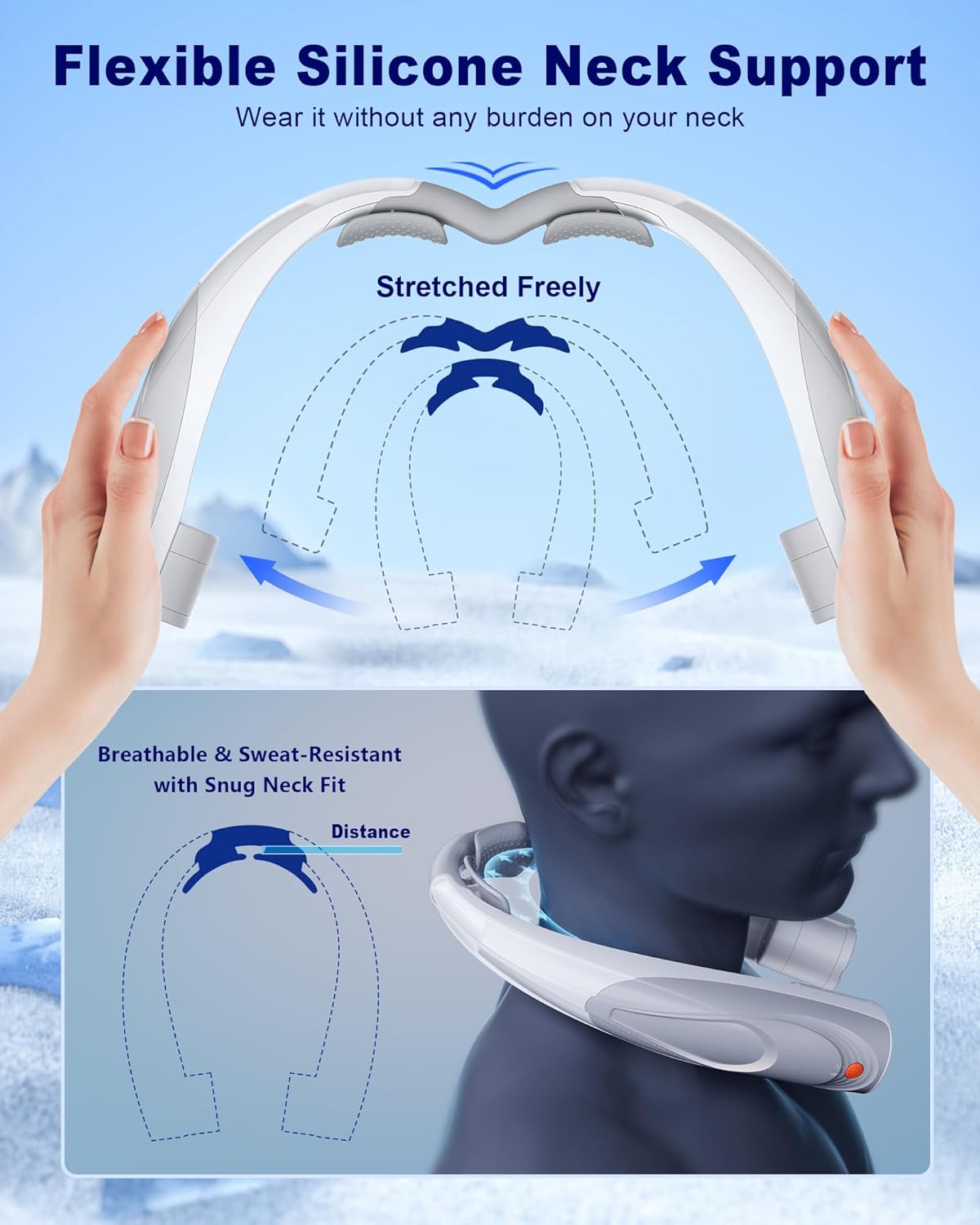 Neck Fan, AI 6 Speeds Powerful Portable Fan, 6000mAh Long-Lasting Battery Faster Cooling, USB-C Rechargeable, Ultra-Quiet, Hands-Free, 360° Airflow, Personal Fan for Women Men Office Travel Outdoor