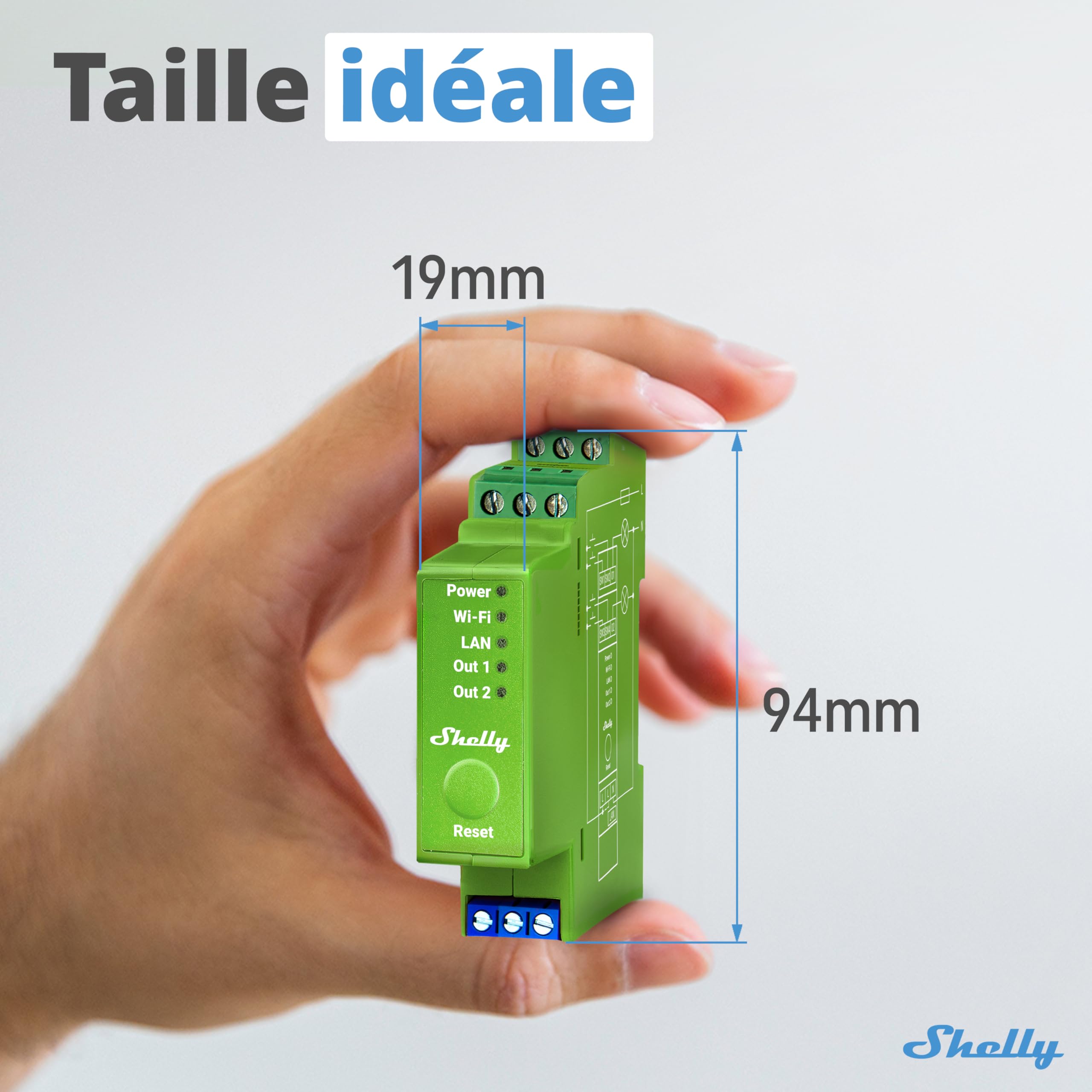 Shelly Pro Dimmer 2PM - Variateur de lumière Wi-Fi, LAN, Compteur de consommation intégré, 2 canaux (200W chacun), sur Rail DIN, Halogènes et LED, Compatible Alexa & Google Home, App iOS & Android
