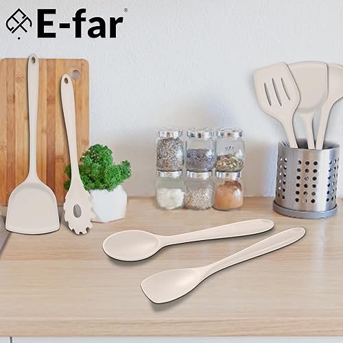 Miniatura 7 de E-far Juego de utensilios de cocina de silicona de 10 piezas, resistentes al calor, utensilios de cocina antiadherentes, herramientas de cocina con