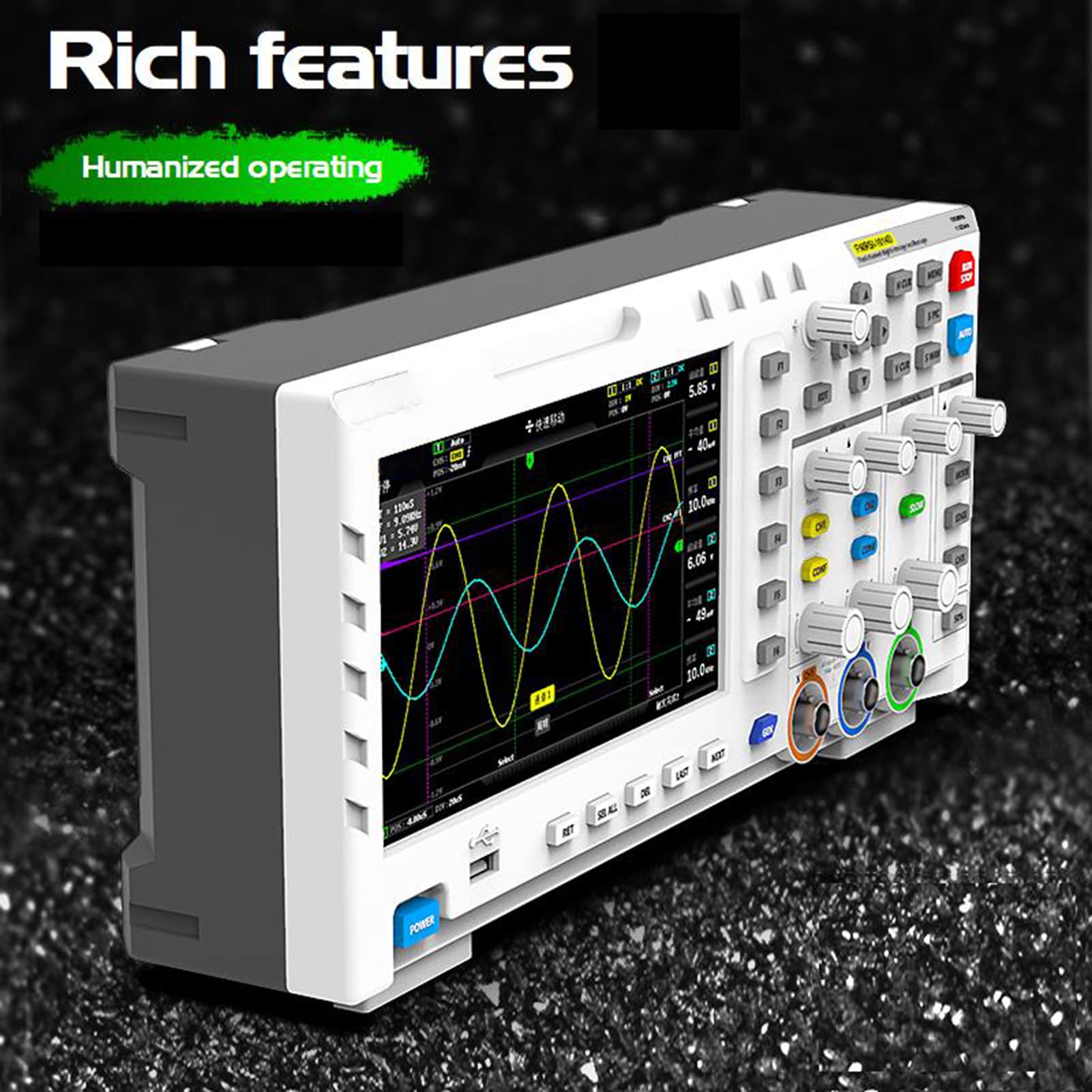 BuyWeek Digitales Oszilloskop, 2 in 1 Zwei Kanal Eingang Signalgenerator 100MHz 1GSa/s LCD Anzeige Digital Oszilloskop mit USB Schnittstelle