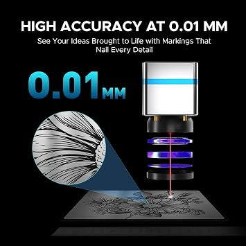 OMTech 50W Fiber Laser Marking Machine with Lightburn 0.01mm Precision | 5.9x5.9 Area | LightBurn Compatible | Dual Red Dot Locator | 100,000+ Hours Lifespan | for Metal, Aluminum, Steel, Jewelry