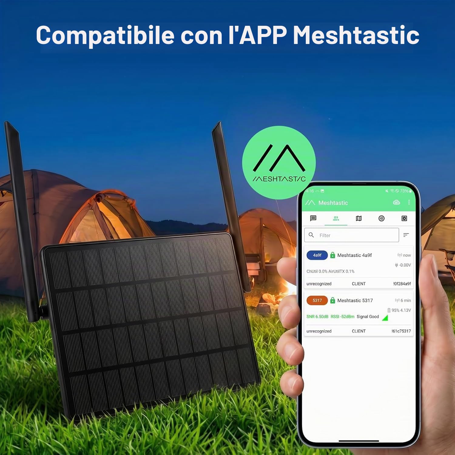 ELECROW Nodo Solare Esterno Meshtastic con GPS e nRF52840, Ripetitore ThinkNode M6 con Pannello Solare 6W e Batteria 7000mAh, Stazione IP65 per Off-Grid (868 MHz)