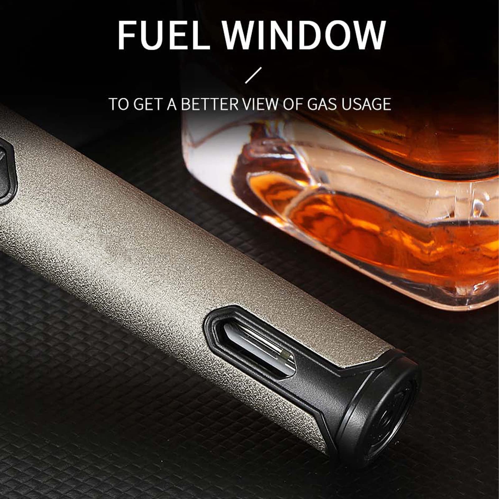Métal Butane Gaz Long Briquet Portable Coupe-Vent Réglable Réservoir Transparent Briquet Simple Jet Flamme Torche Cigare Accessoires pour Hommes
