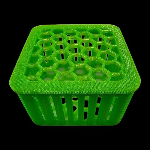 Cesta de hongos de 2 pulgadas para frags de coral, caja de setos, protector de seto de cárcel (cuadrado estándar, verde brillante UV)