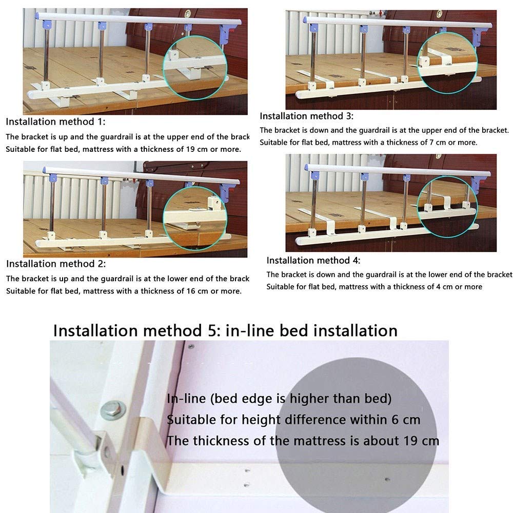 Barandilla De Cama Plegable Protector Lateral De Seguridad para Personas Mayores, Asa De Ayuda para Adultos Barandilla De Cama para Discapacitados Barra De Parachoques con Agarre De Metal pa