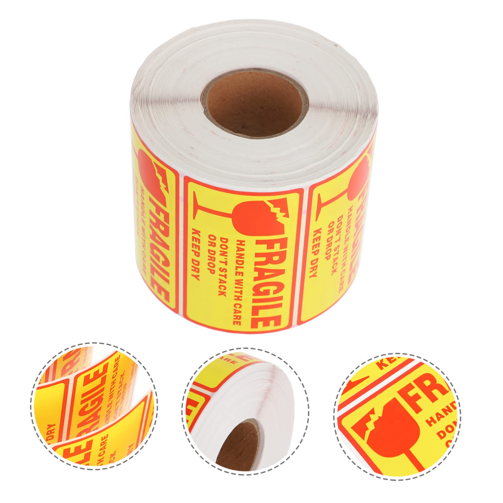Operitacx 2rotoli Roll Handle with Care Adesivi Fragili Per Spedizione Etichette Caution e Giallo Materiale Resistente Per Pacchi e Confezioni