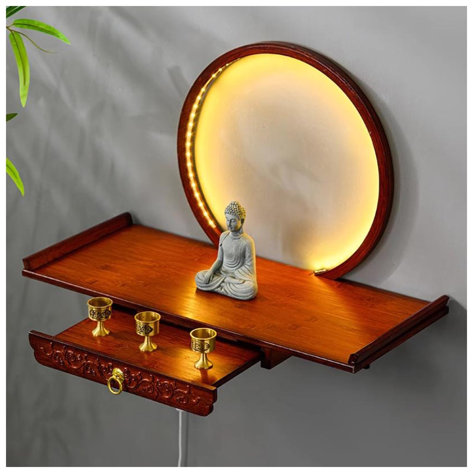 Autel rectangulaire sculpté de 60cm pour statue de Bouddha et table à encens