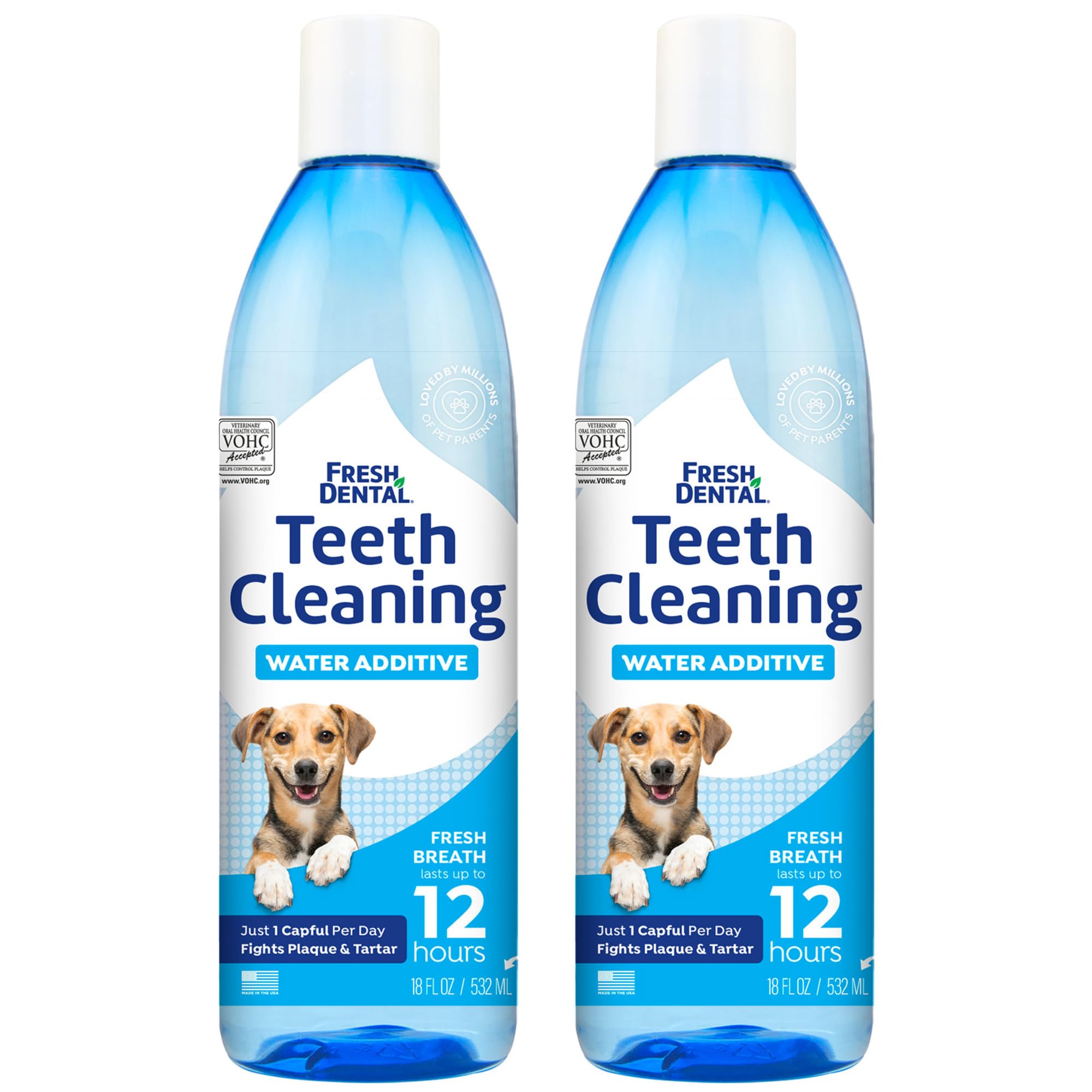 Naturel Promise Fresh Dental Water Additive for Dogs 2-Pack, 18oz Each — Dog Breath Freshener & Teeth Cleaning Solution, Better Value for Daily Use