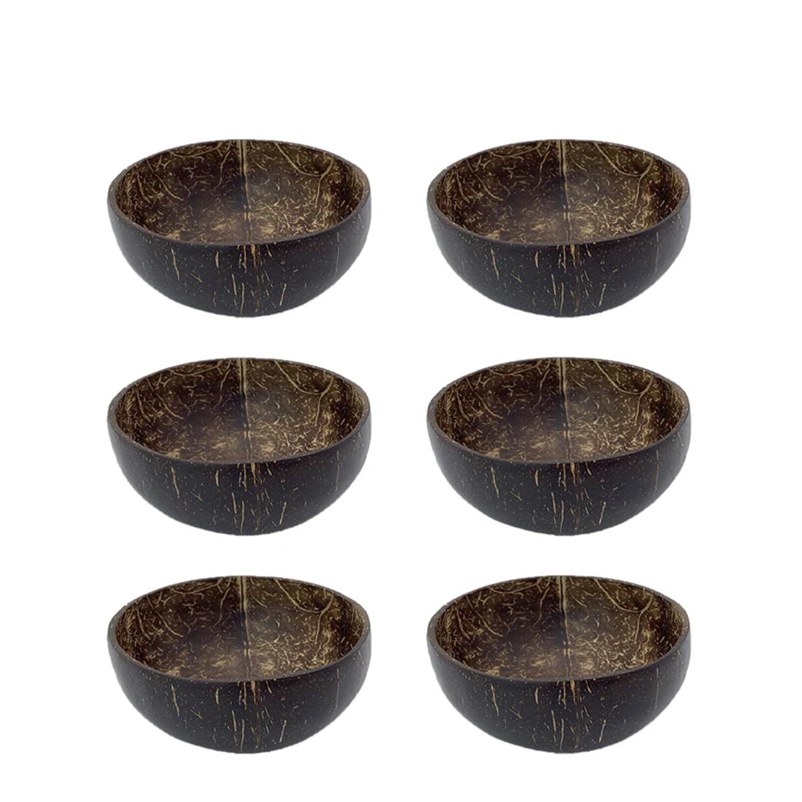 Ensaladera Juego de vajilla con cuenco y cuchara coco for cocina, utensilios madera, buen diseño for ensaladas comidas(6 bowl)